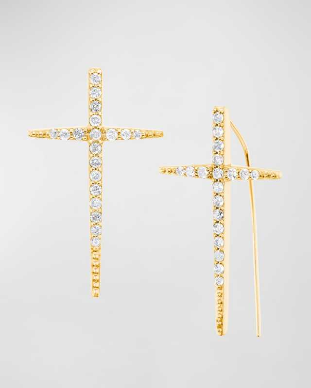 14K Baby Cross Stick Earrings
